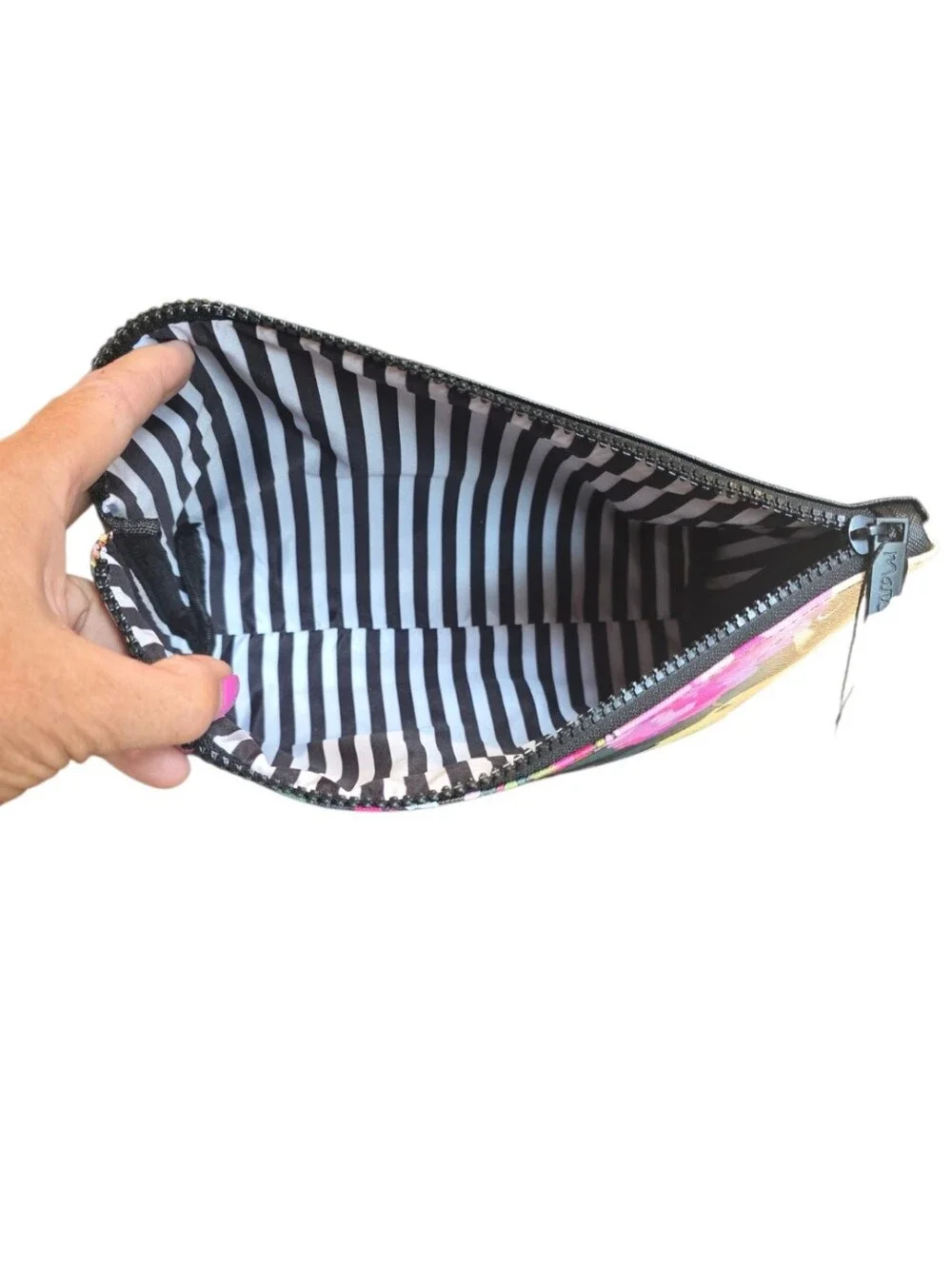 Marc Tetro Floral Dog Black Pink Blue Cosmetic Travel Pouch